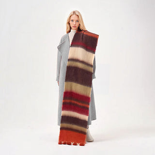 Red/Brown Mohair - Super Soft Winter Scarf