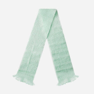 Real Mohair and Wool Blend Short Scarf - Pastel Green
