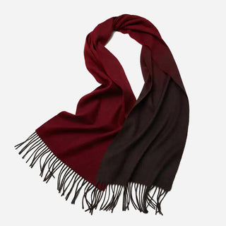 100% Wolle Schal mit Farbverlauf - Rot und Schokoladenbraun