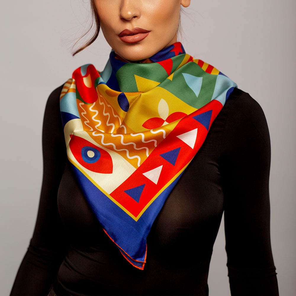 Geometric Silk Scarf 100% Silk Scarf for Women Givarni®