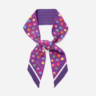 100% Mulberry Silk Twilly - Purple Dot - Playful Chic